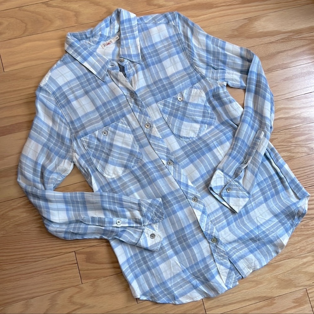 Faherty Button Down Flannel Blue Shirt S